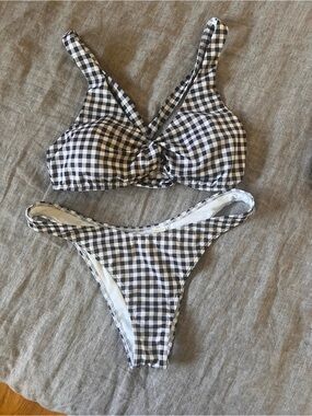 Hollister Black & White Gingham Bikini Set